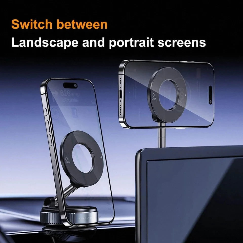 Magnetic Car Phone Mount, Strong Suction, 360° Rotation, iPhone, Android